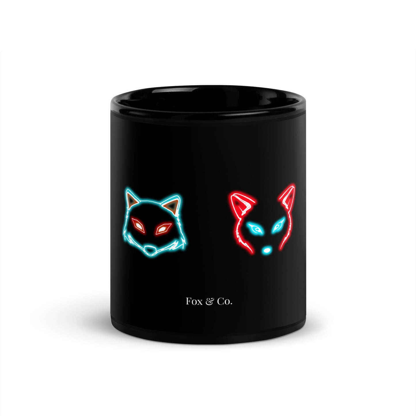 Neon Foxes - Black Glossy Mug