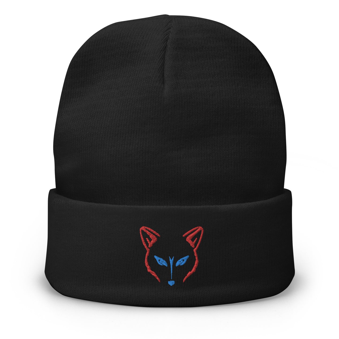 Neon Fox Head Red - Black Beanie