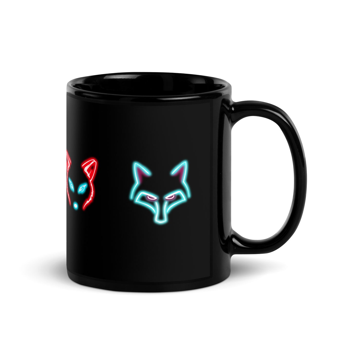 Neon Foxes - Black Glossy Mug