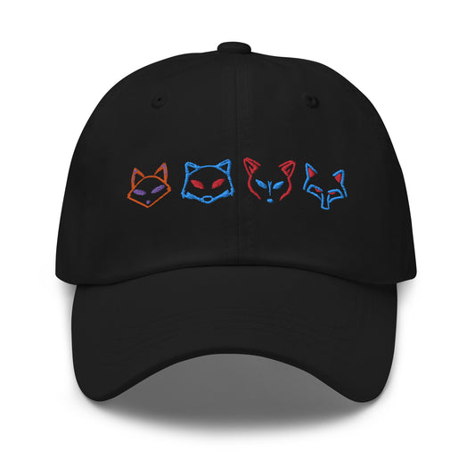 Neon Fox Heads - Black Cap